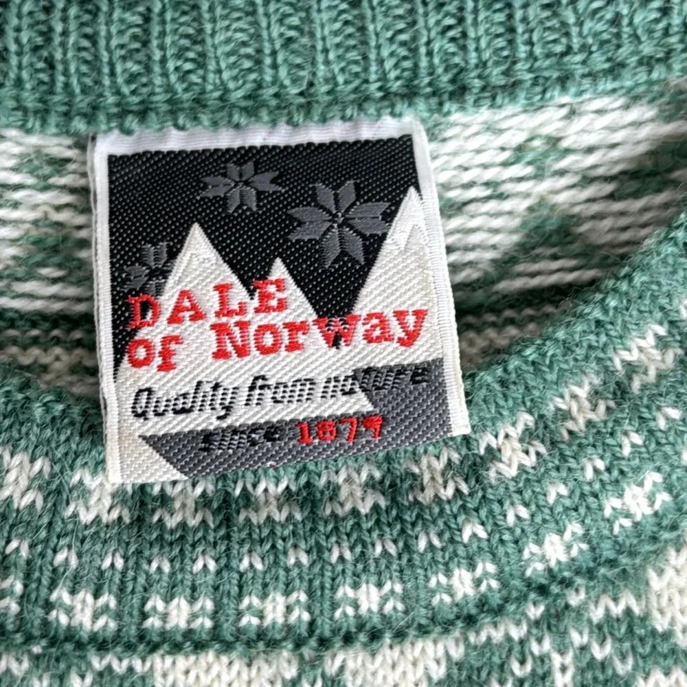 Dale of Norway Green and White Nordic Crewneck Sweater - Picture 2 of 5